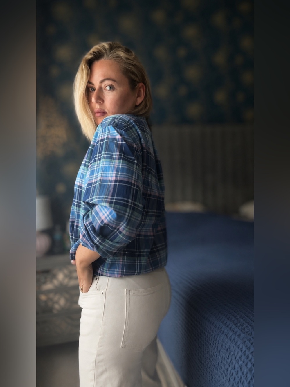 Vintage Ralph Lauren Blue Plaid Button-Down Shirt Women’s Oversized | Men’s XXL - Picture 4 of 5